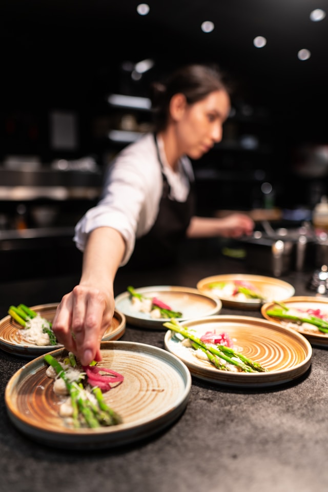 Chef preparing dish