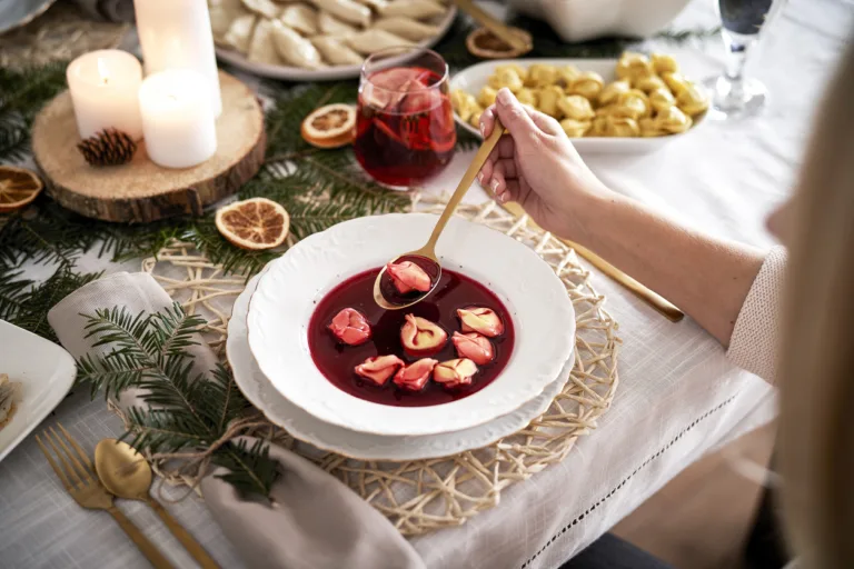 Woman eating traditional Christmas soup