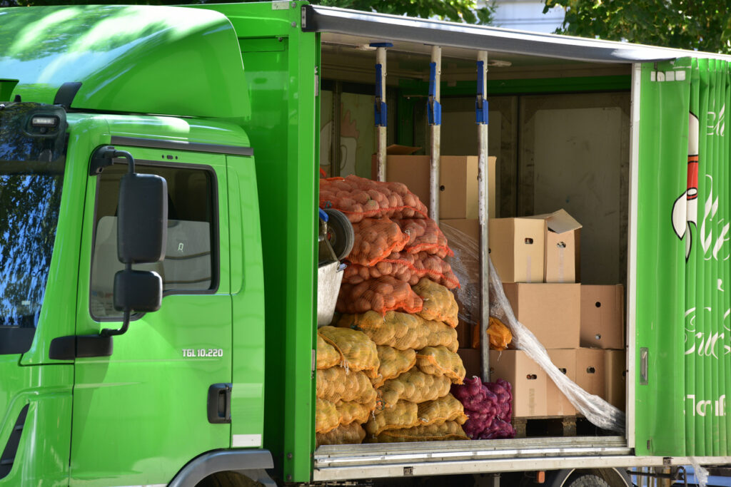 A truck loaded with vegetables